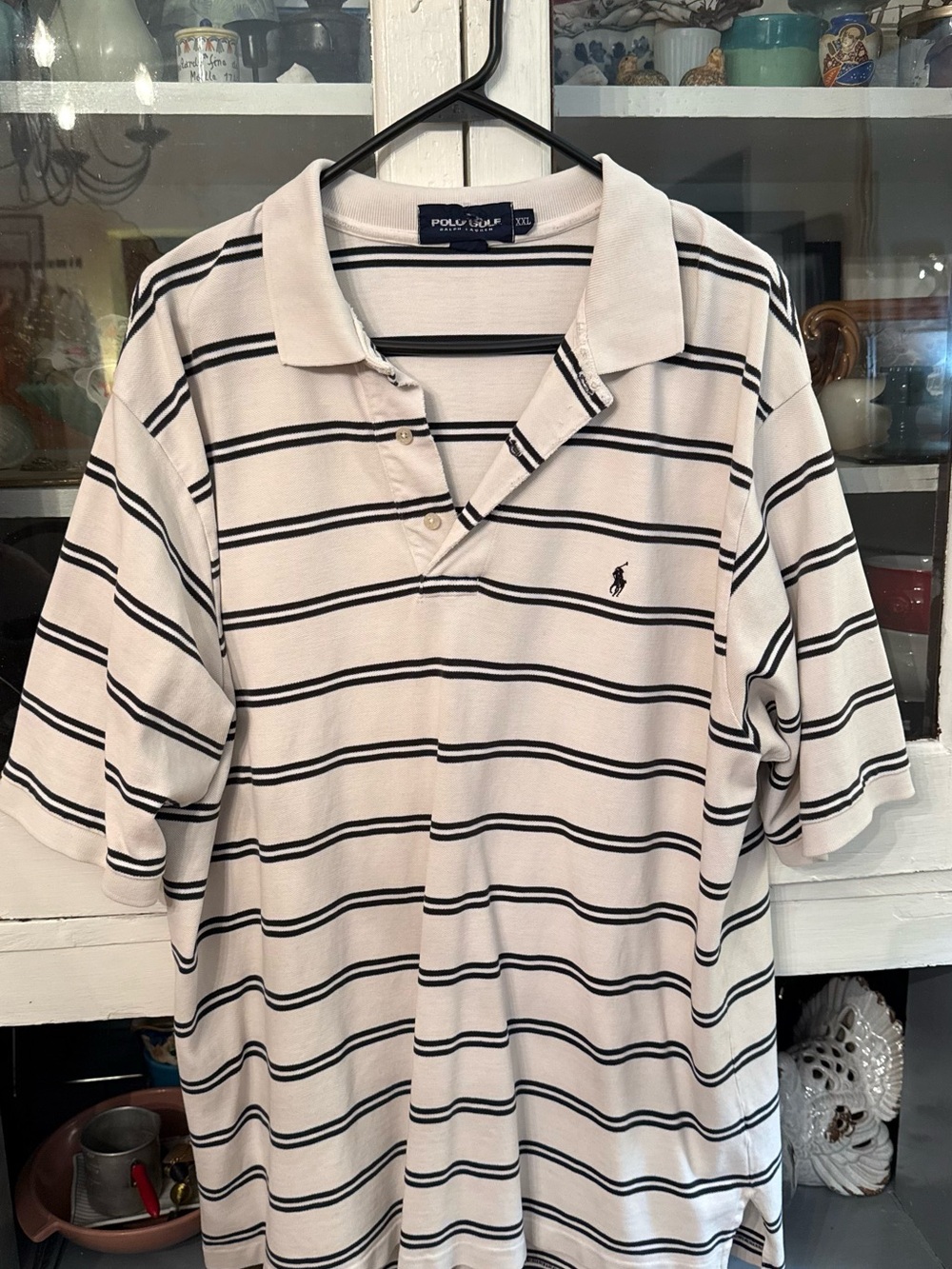 Ralph Lauren White Polo with Black Stripes
